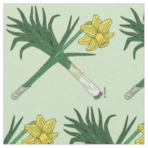 Tissu Traversée de poireaux et de jonquilles