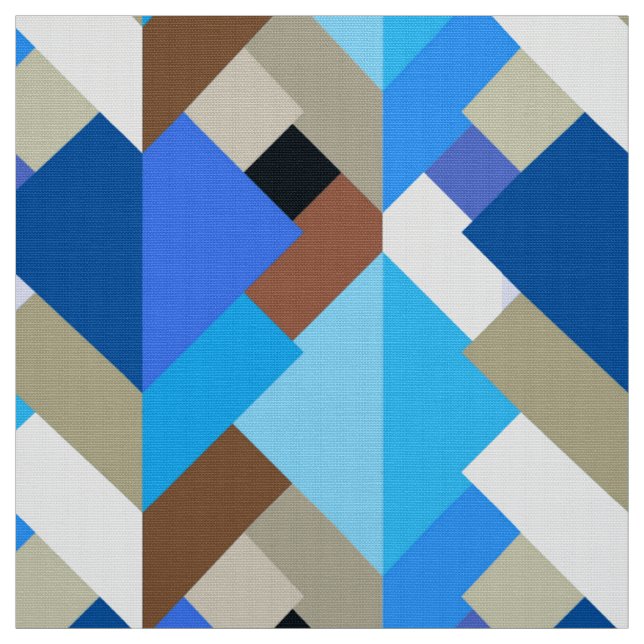 Tissu Triangles Abstraits modernes, Bleu de Cobalt et Br (Échantillon)