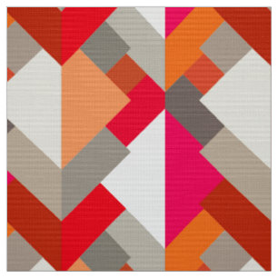 Tissu Triangles Abstraits Modernes, Orange, Fuchsia et G