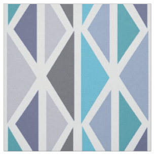 Tissu Triangles d'art géométrique rétro gris turquoise