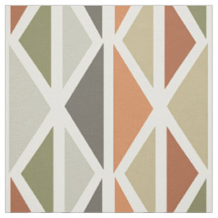 Tissu Triangles d'art géométrique rétro Vert Orange