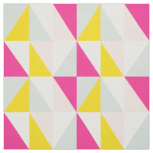 Tissu Triangles Géométriques Motif rose Et Jaune