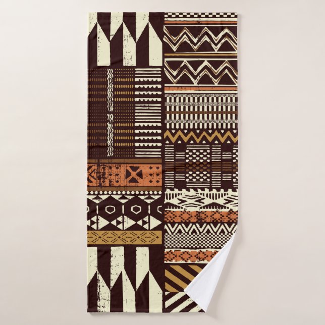 Tissu tribal africain patchwork abstrait vin (Serviette de bain)