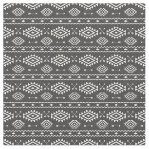 Tissu Tribal Aztec Gris et Motif blanc
