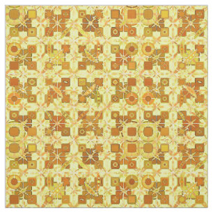 Tissu Tribal Batik - jaune doré, brun et bronzé