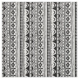 Tissu tribal blanc noir d'impression de rayure