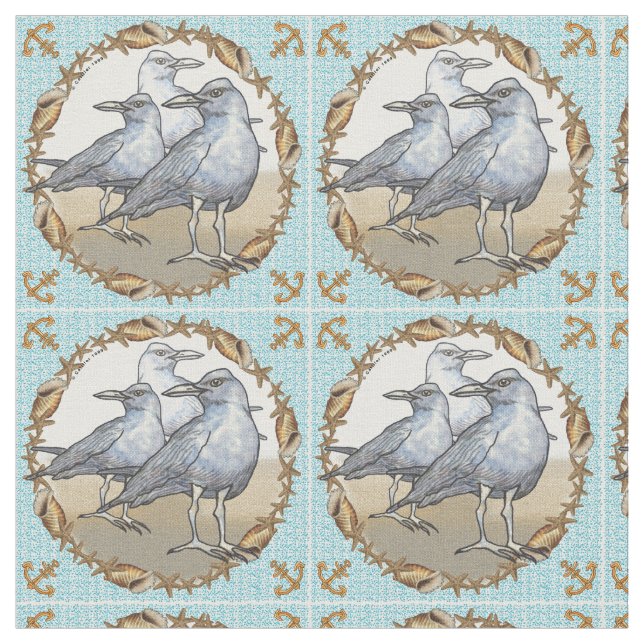 Tissu Trois mouettes (Fermer)