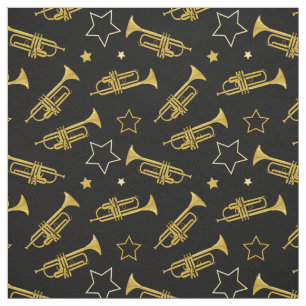 Tissu Trompettes et étoiles Motif
