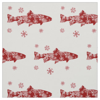 Tissu Truite à neige rouge et blanche