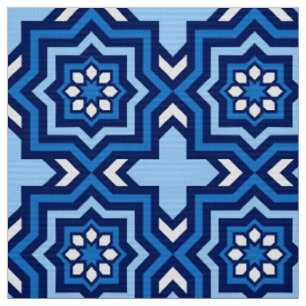 Tissu Tuile, cobalt, marine et bleu-clair marocains