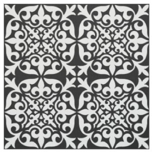 Tissu Tuile marocaine - blanc avec l'arrière - plan noi