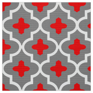 Tissu Tuile marocaine, gris classique/gris et rouge