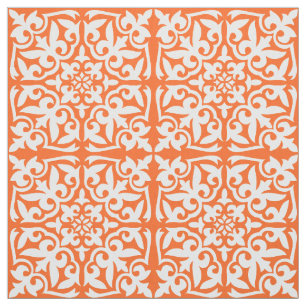 Tissu Tuile marocaine - orange et blanc de corail