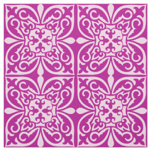 Tissu Tuile marocaine - prune pourpre et rose