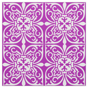 Tissu Tuile marocaine - violet violet et blanc