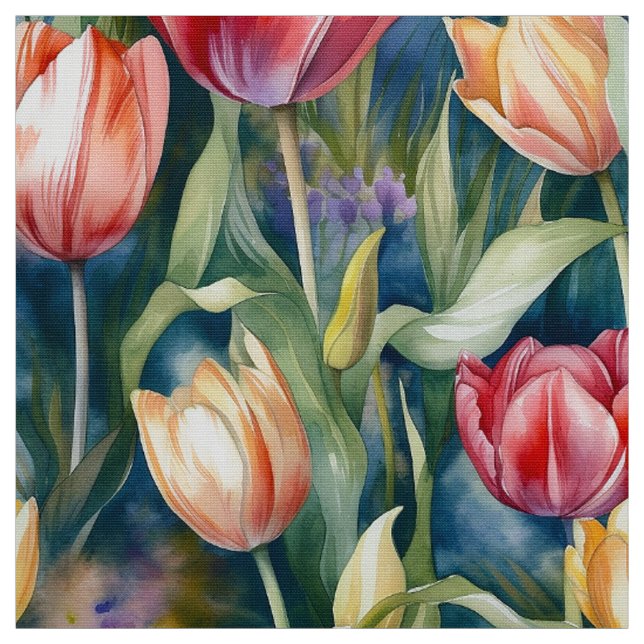 Tissu Tulipes aquarelles (Vivid) (Échantillon)