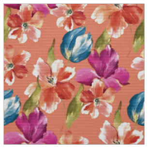 Tissu Tulipes bleu rouge rose orange Pétunia Fleurs de p