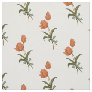 Tissu Tulipes colorées par pêche de corail de bouquet