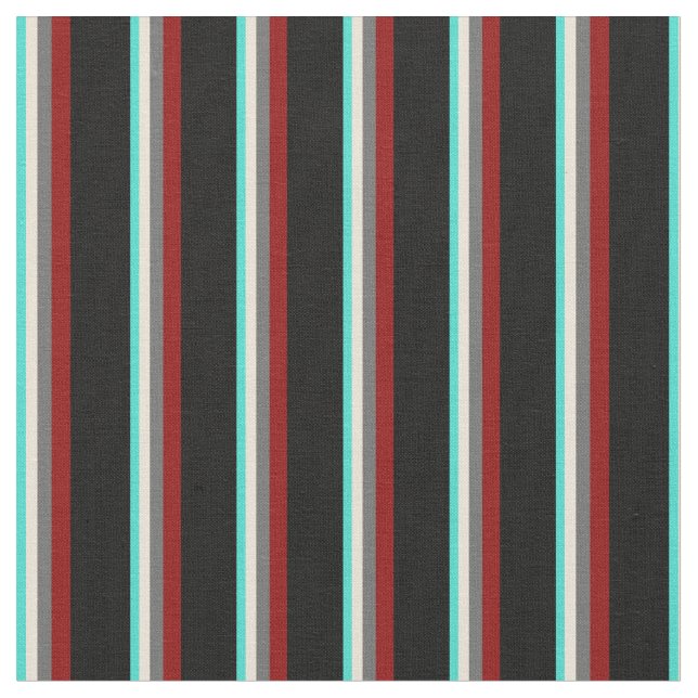 Tissu Turquoise, Bisque, gris dim, rouge foncé et noir (Fermer)