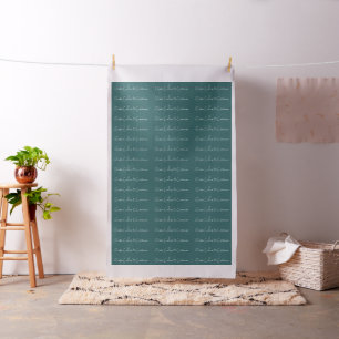 Tissu turquoise blanc français Script Gardez le calme et