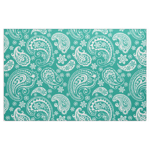 Tissu Turquoise & Blanc Vintage paisley Motif