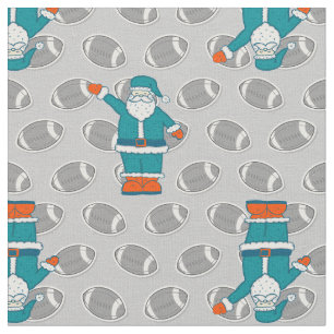Tissu turquoise bleu orange noël santa claus basketball