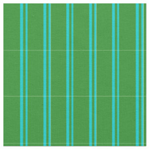 Tissu Turquoise foncé & Forêt Vert rayures