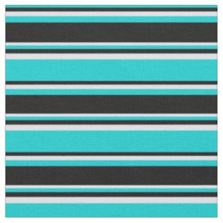 Tissu Turquoise foncé, noir & Motif Lavande
