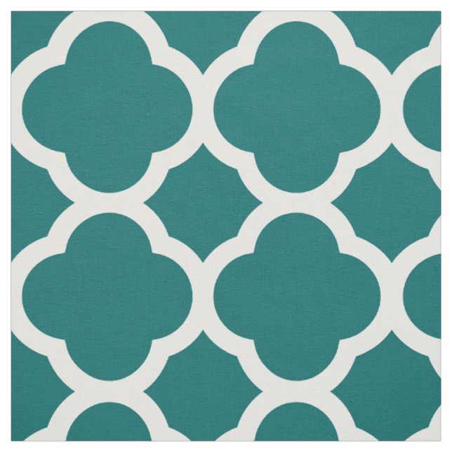 Tissu Turquoise foncé Quatrefoil moderne Grande échelle (Échantillon)