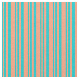 Tissu Turquoise foncée et rayures Saumons claires