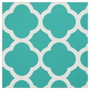 Tissu Turquoise moderne Quatrefoil Grande échelle