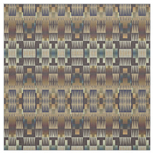 Tissu Turquoise Tan Taupe Brown Mosaïque Tribale autocht