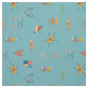 Tissu Turquoise Texturé Moderne du Milieu du Siècle