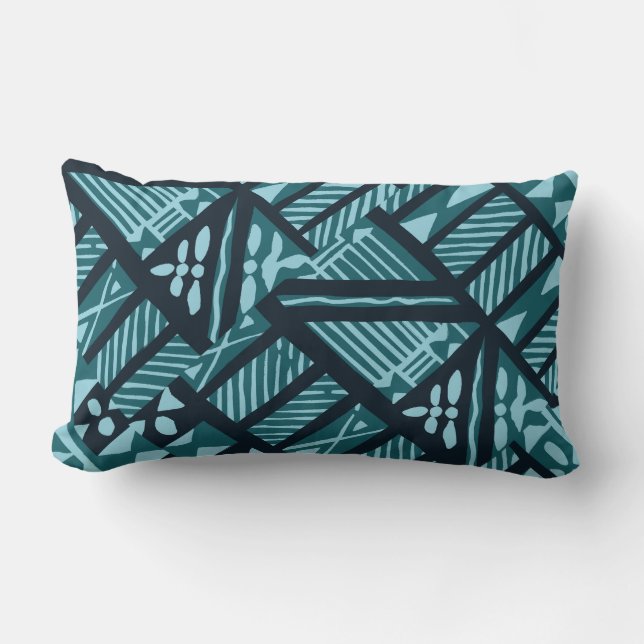 Tissu turquoise tropical 13" de Tapa" coussin x20 (Recto)