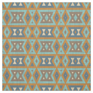 Tissu Turquoise Turquoise Orange Brown Eclectique Ethniq