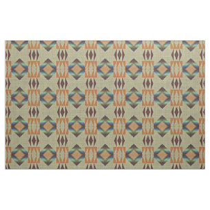 Tissu Turquoise Turquoise Orange Native Tribal Mosaic Mo