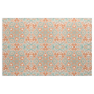 Tissu Turquoise Turquoise Orange Retro Nouveau Déco Moti