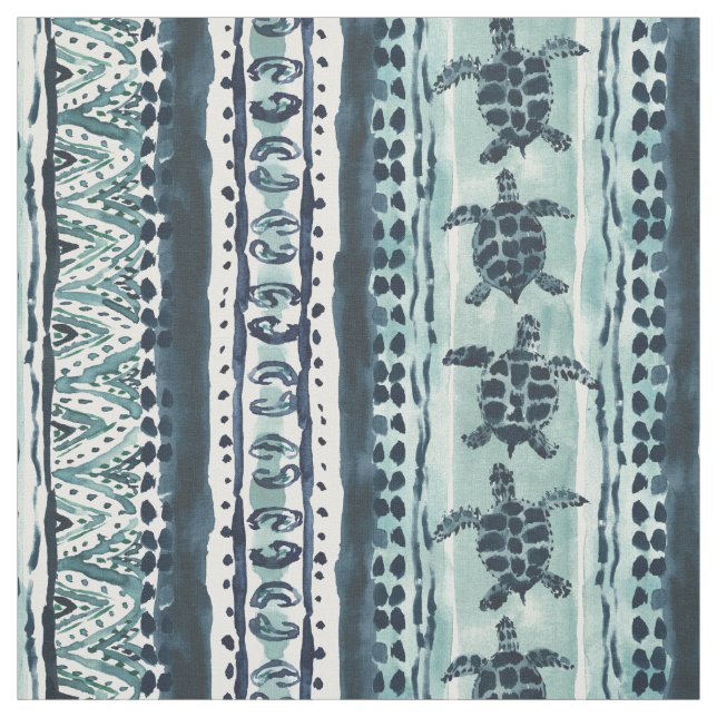 Tissu TURTLE DE MER BANDE DE Boho (Échantillon)