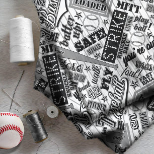 Tissu Typographie de baseball Black White Stripes ID770
