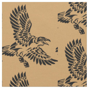 Tissu Un corbeau en vol. Totem des Indiens d'Amérique