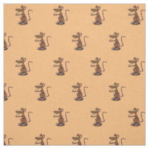 Tissu Un rat brun mignon pouce vers le haut dessin animé