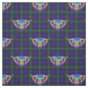 Tissu Une belle vache des montagnes colorée sur le