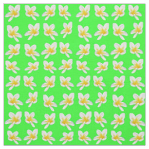 Tissu "Une danse de Frangipanis jaune sur vert"