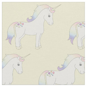 Tissu Unicorn Pastel Arc-en-ciel jaune