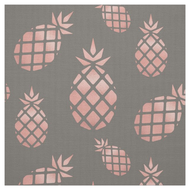 Tissu Upholstère d'ananas Rose et gris chic (Échantillon)