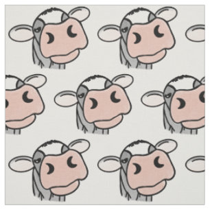 Tissu vache de dessin animé noir blanc rose baiser gris