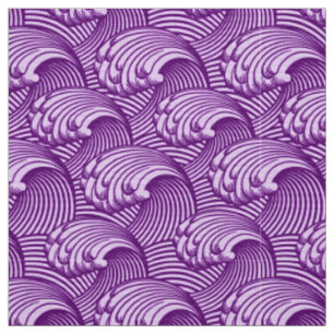Tissu Vagues japonaises vintages, pourpre et lilas