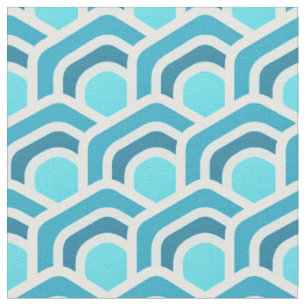Tissu Vagues océaniques - Motif géométrique hexagonal tu