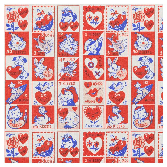 Tissu Valentine Retro Love Hugs Motif (Fermer)