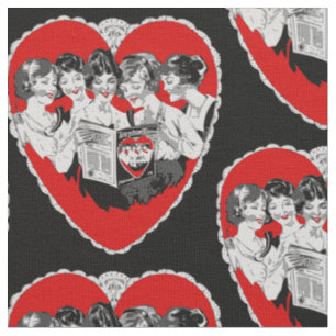 Tissu Valentines vintages jour coeur téléphone